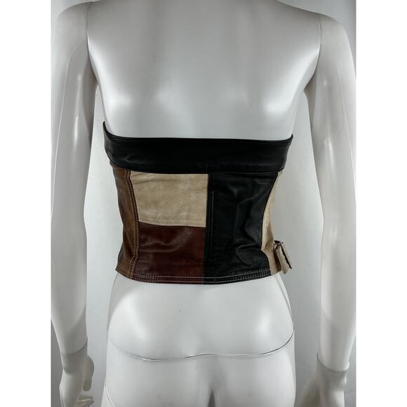 Jaded London 'Daytona' Brown Polyurethane Faux Leather Corset Top Size 4 - Picture 3 of 4